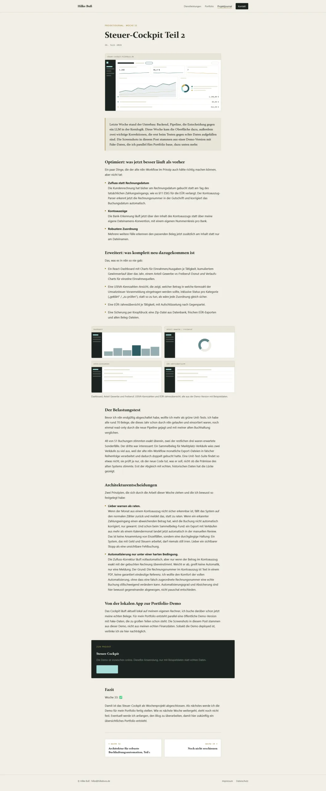 Gesamtansicht eines Journalbeitrags im neuen Design mit Titelbild, Fließtext, Bildschirmfotos und Projektverweis